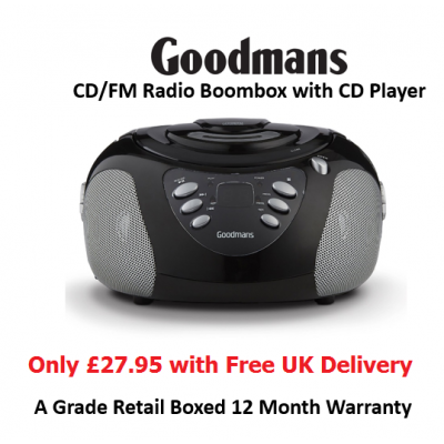 Goodmans GPS02BLK Boombox FM with CD Player - Refurbished - Grade A
